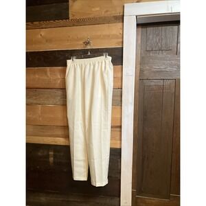 Bon Worth Cream Pants Elastic Waist Straight Leg Women's Petite Size M